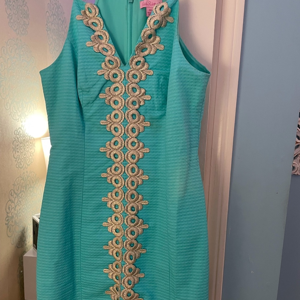 Seaside Aqua Pearl Shift Dress